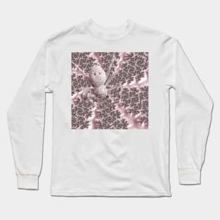 Mandelbrot Set Fractal Art Web and Huntsman Spider in Baby Pink Long Sleeve T-Shirt